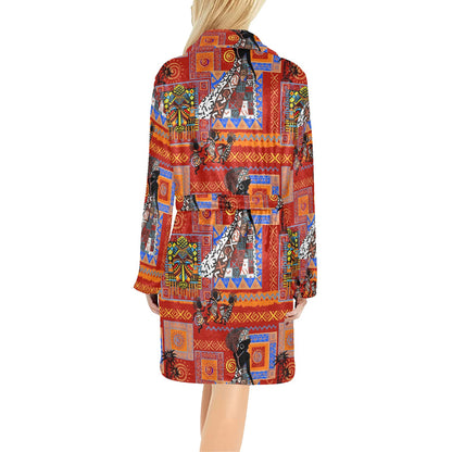African Print Pattern Women's Fleece Robe