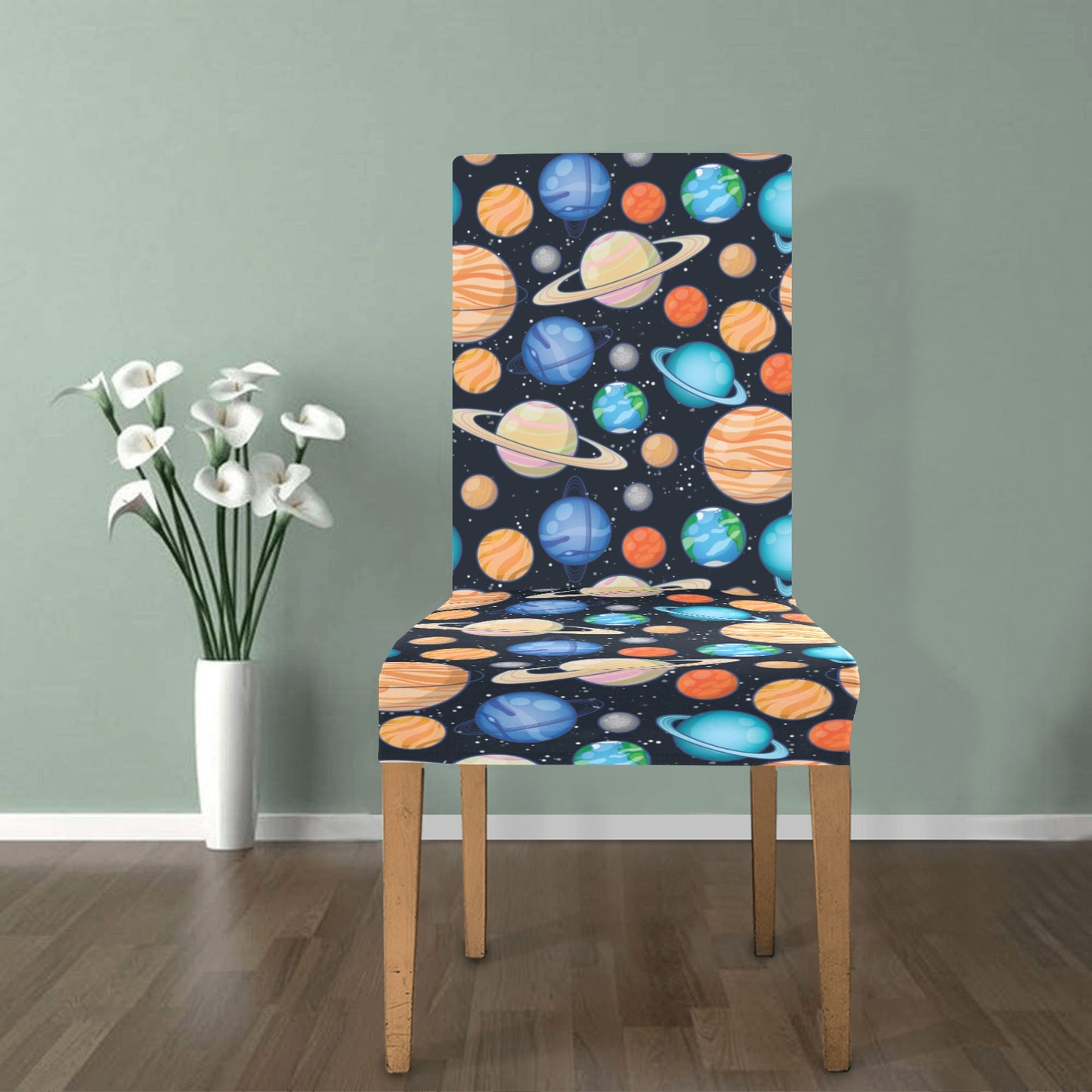Planet Colorful Print Design LKS301 Dining Chair Slipcover