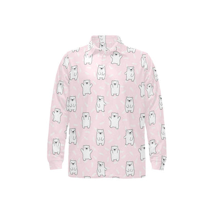 Polar Bear Pattern Print Design PB09 Long Sleeve Polo Shirt For Men's