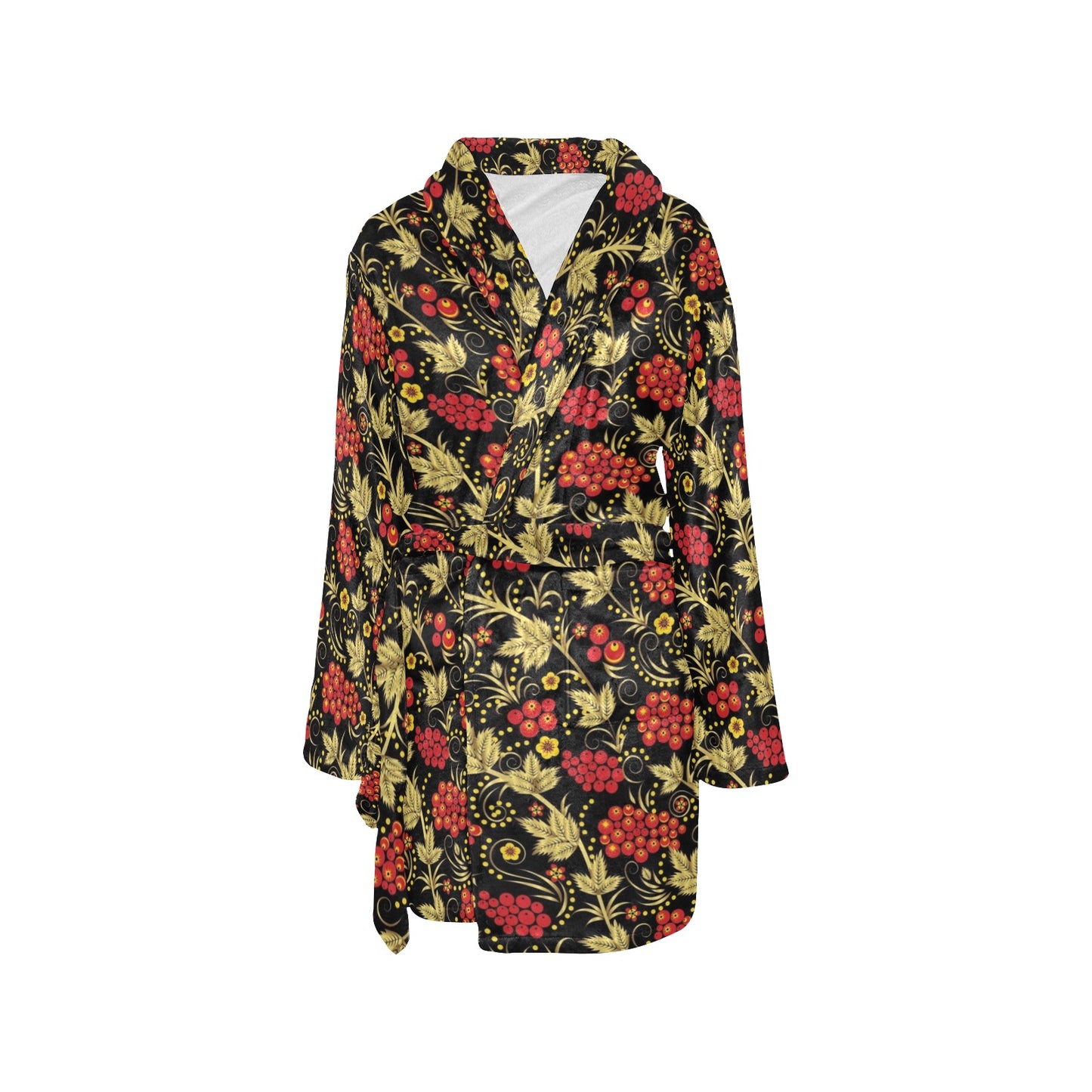 Cranberry Pattern Print Design CB02 Women's Fleece Robe