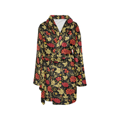 Cranberry Pattern Print Design CB02 Women's Fleece Robe