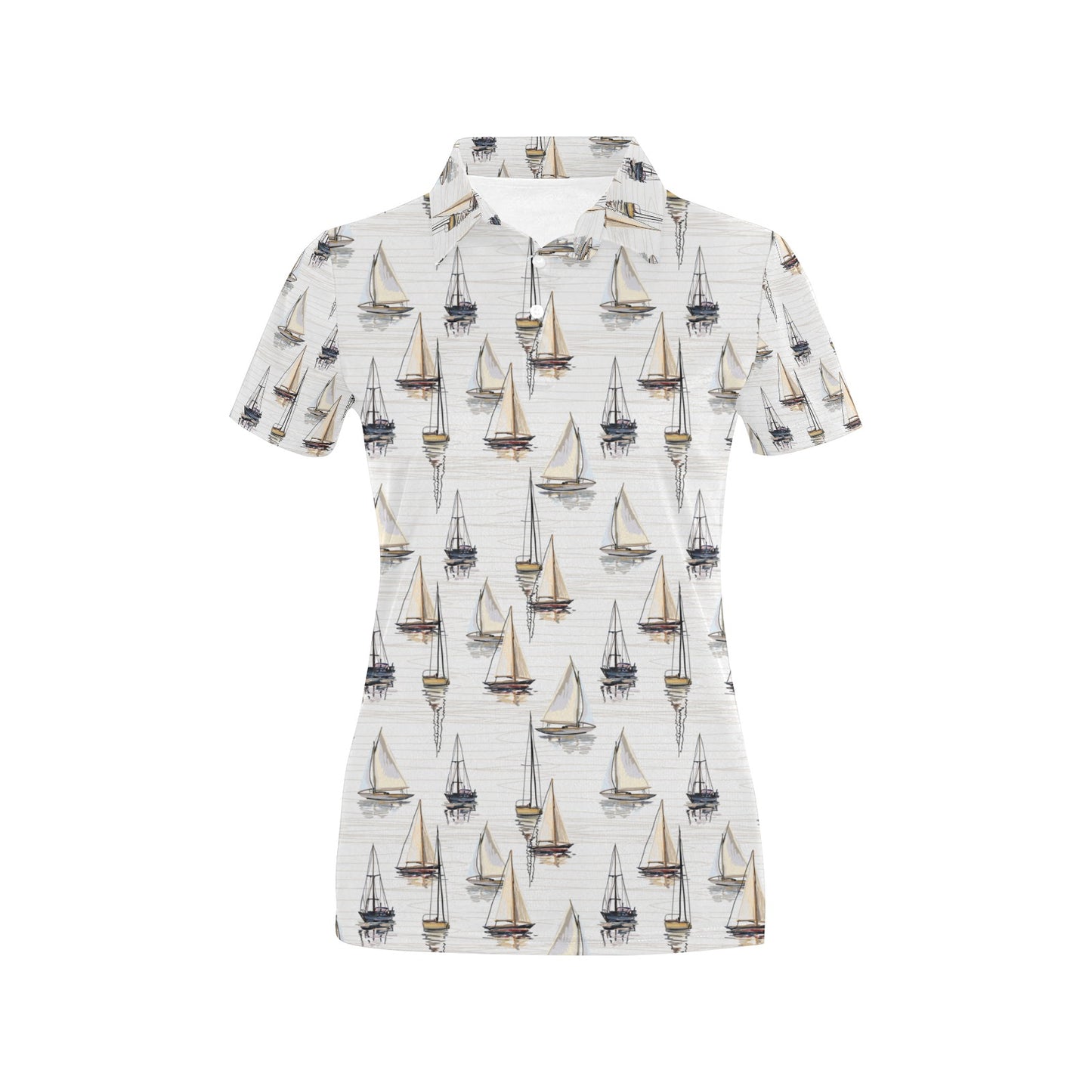 Sailboat Paint Pattern Print Design LKS307 Women's Polo Shirt