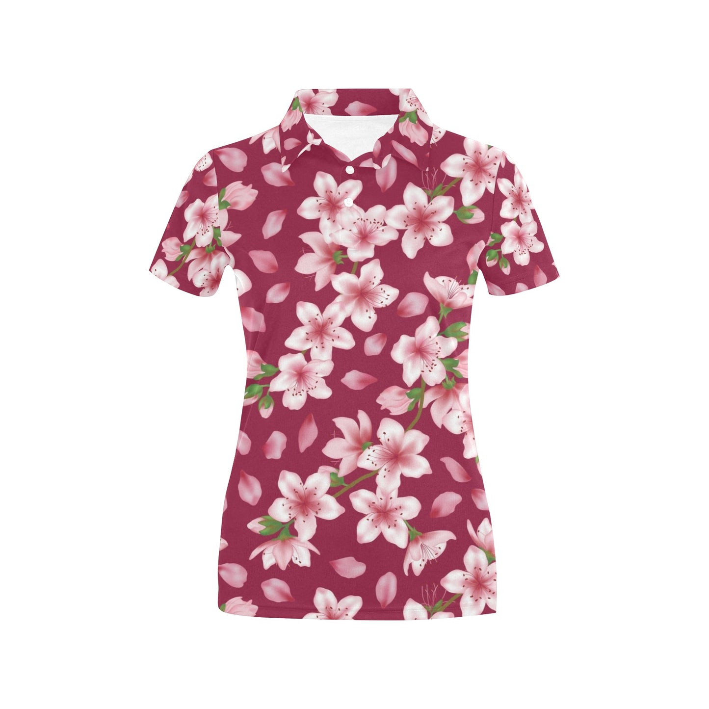 Cherry Blossom Pattern Print Design CB06 Women's Polo Shirt