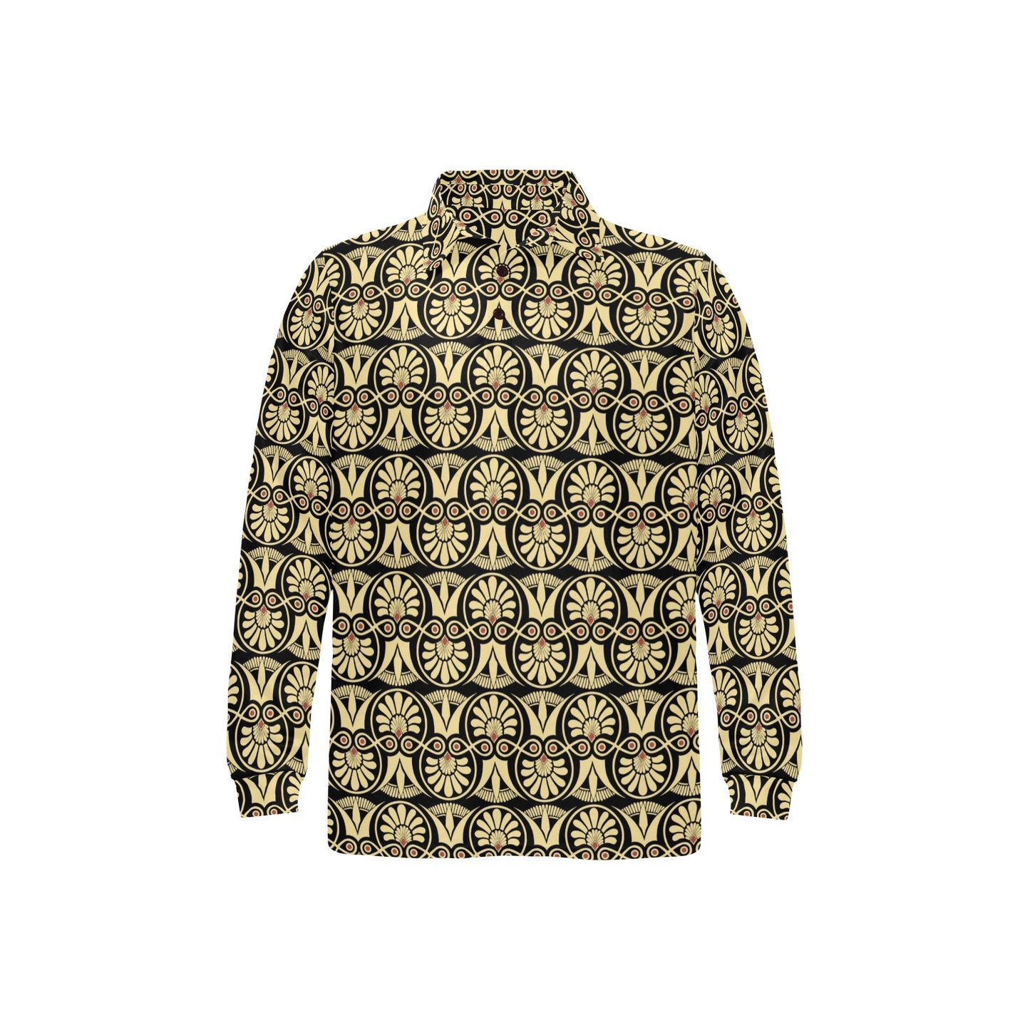 Ancient Greek Print Design LKS3014 Long Sleeve Polo Shirt For Men's