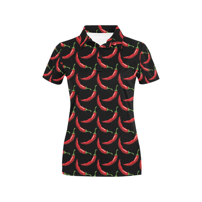 Chilli Pepper Pattern Print Design 01 Women's Polo Shirt