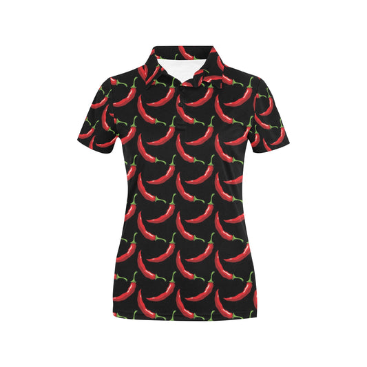 Chilli Pepper Pattern Print Design 01 Women's Polo Shirt