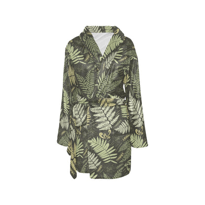 Fern Leave Green Print Pattern Women's Fleece Robe