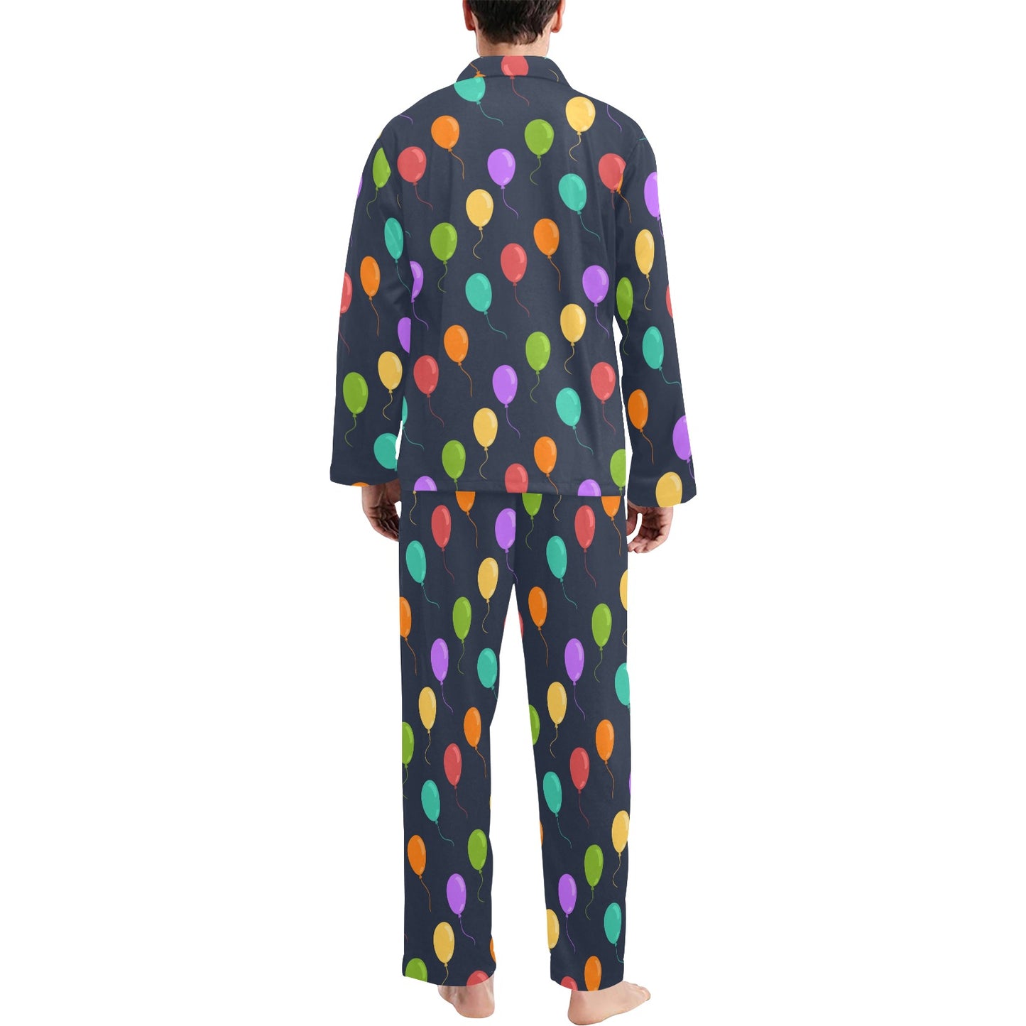 Ballon Colorful Pattern Print Design 03 Men's Long Pajama Set