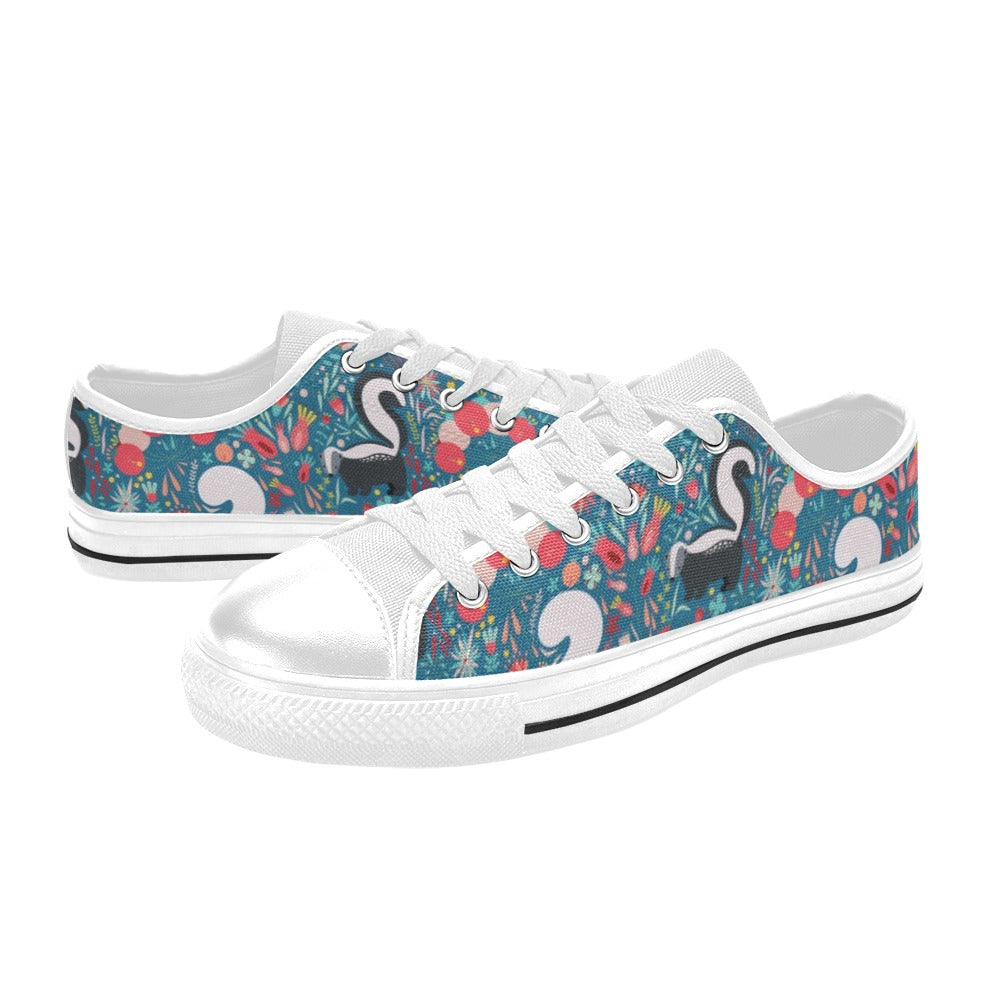 Skunk Print Design LKS302 Canvas Men's Low Top Shoes