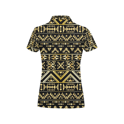 Gold Aztec Tribal Women's Polo Shirt