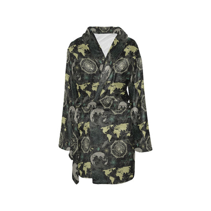 World Map Print Design LKS303 Women's Fleece Robe