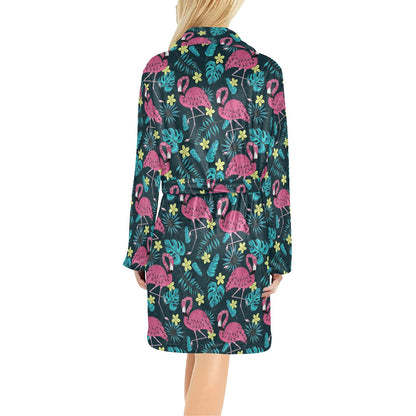 Flamingo Print Pattern Women's Fleece Robe