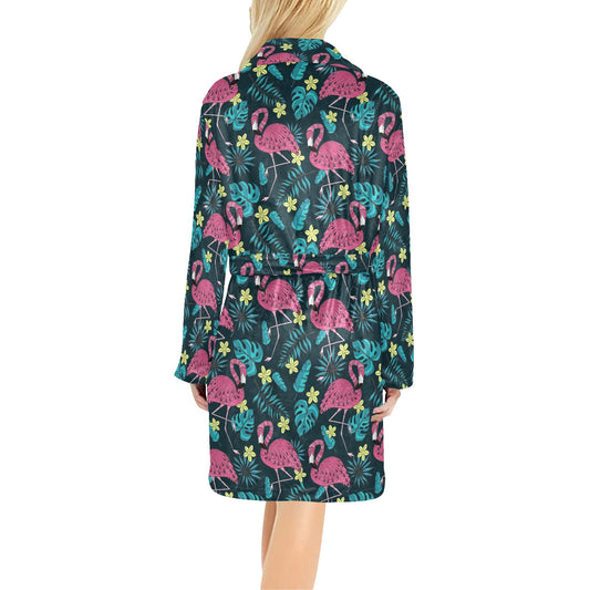 Flamingo Print Pattern Women's Fleece Robe