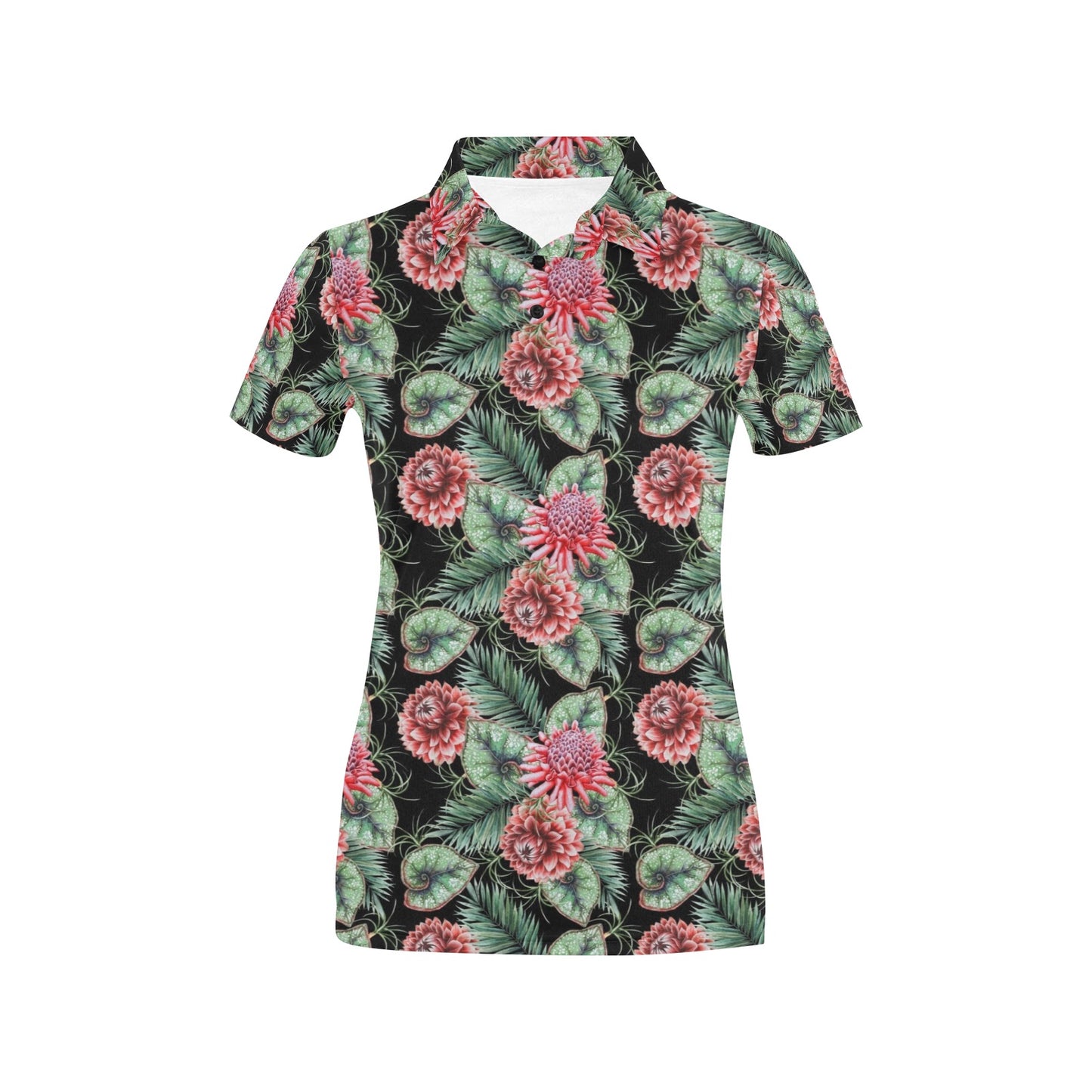 Dahlia Pattern Print Design DH06 Women's Polo Shirt