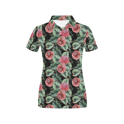 Dahlia Pattern Print Design DH06 Women's Polo Shirt