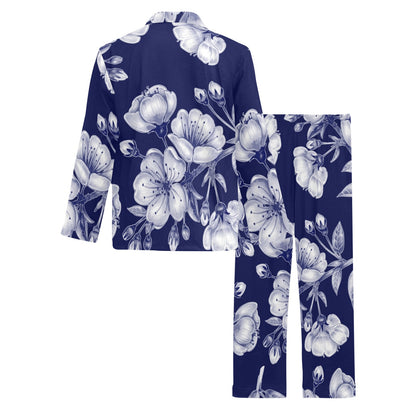 Cherry Blossom Pattern Print Design CB01 Men's Long Pajama Set