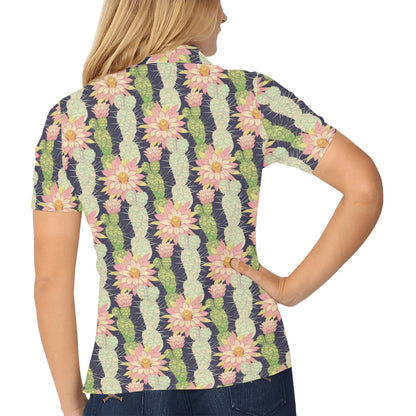 Cactus Pattern Print Design 01 Women's Polo Shirt