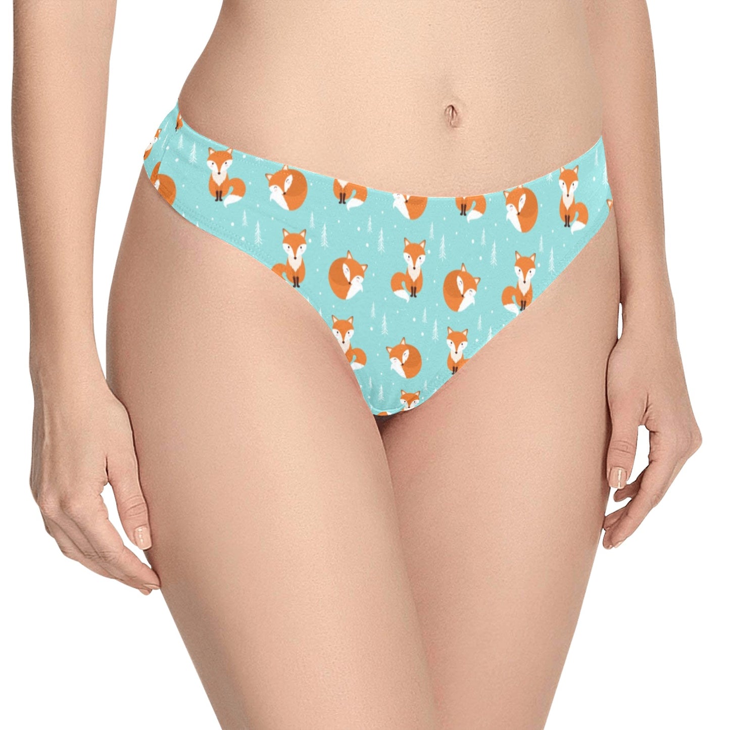 Fox Design Snow Print Pattern Women's Thongs