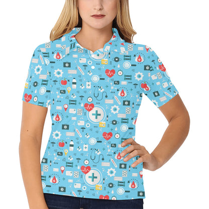 Medical Pattern Print Design 06 Women's Polo Shirt