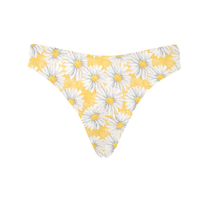 Daisy Yellow Watercolor Print Pattern Women's Thongs