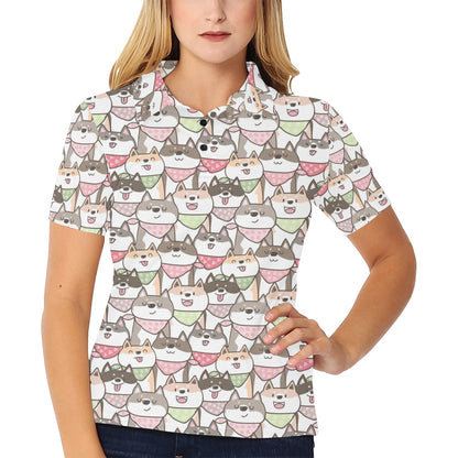 Shiba Inu Print Design LKS305 Women's Polo Shirt