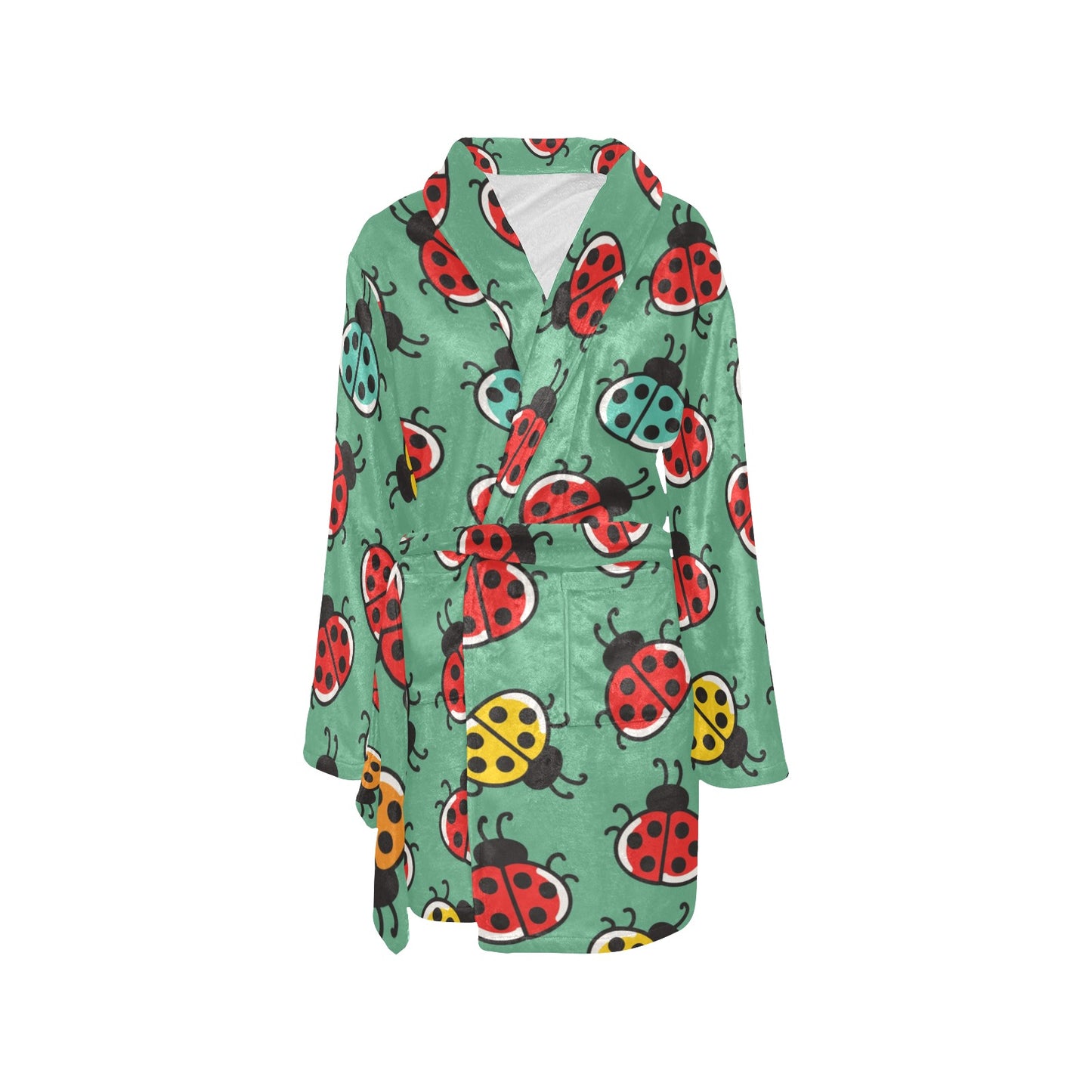 Ladybug Pattern Print Design 02 Women's Fleece Robe