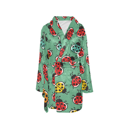 Ladybug Pattern Print Design 02 Women's Fleece Robe