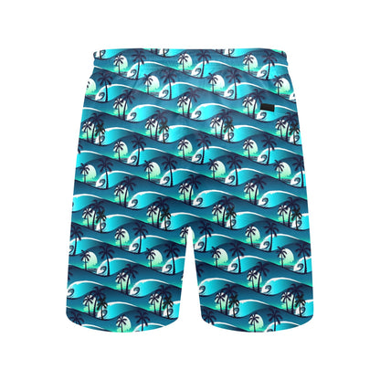 Beach Wave Design Print Men's Swim Trunks Beach Shorts