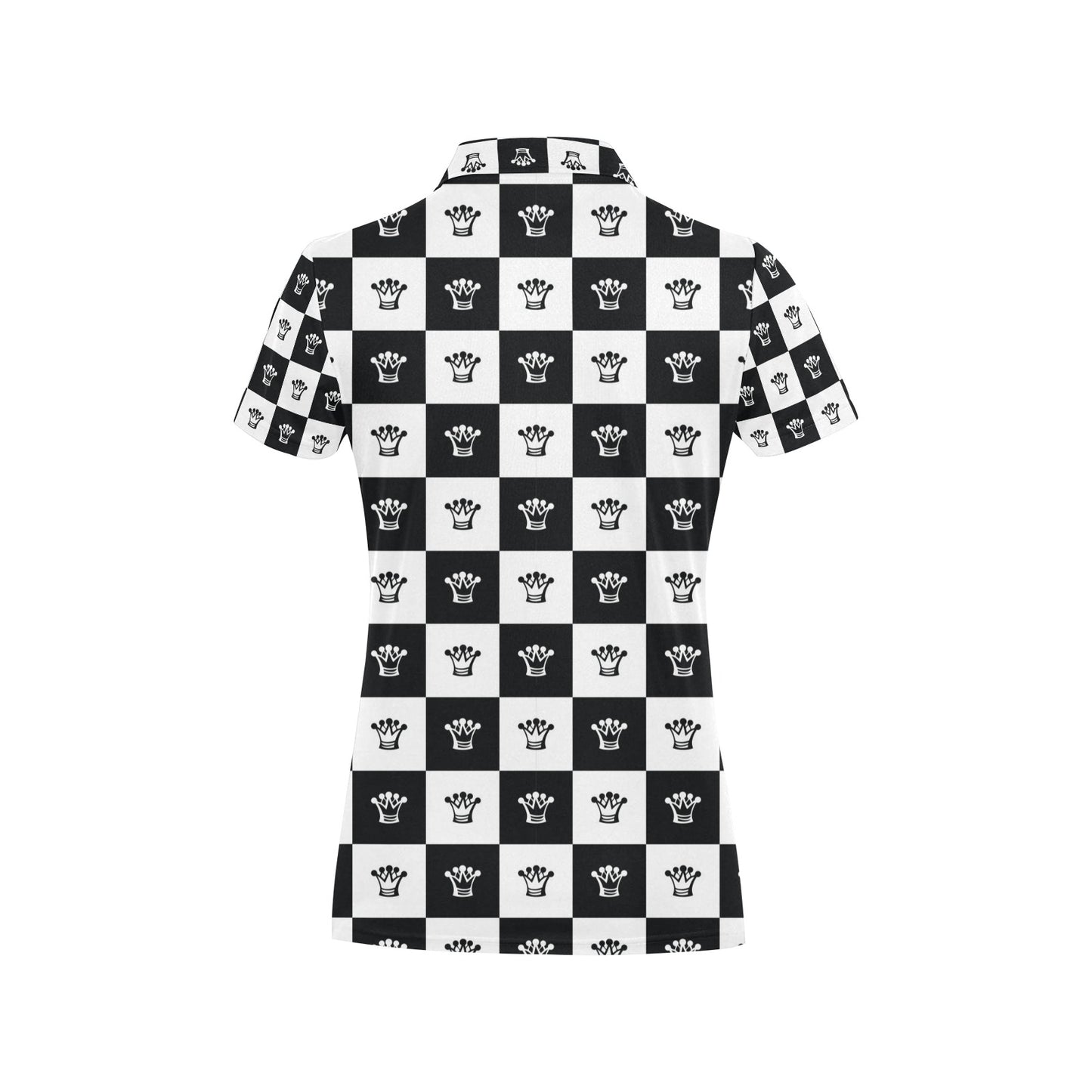 Checkered Flag Crown Pattern Women's Polo Shirt