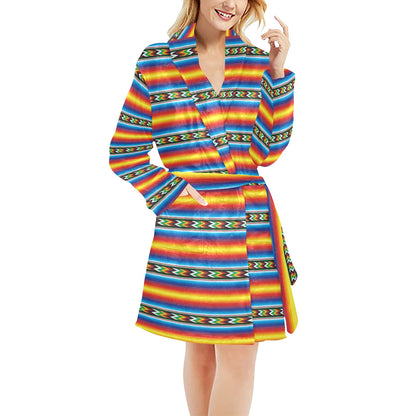 Mexican Blanket ZigZag Print Pattern Women's Fleece Robe