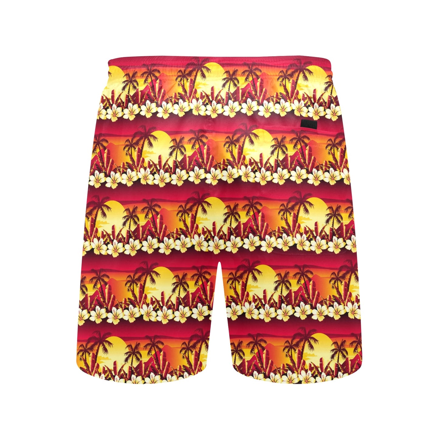 Hawaiian Tropical Sunset Hibiscus Print Men's Swim Trunks Beach Shorts