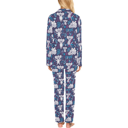 Koala Cute Themed Design Print Women's Long Pajama Set