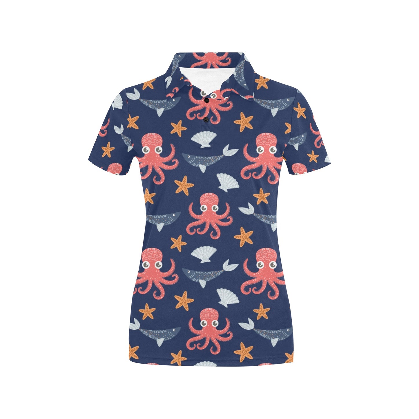 Octopus Pattern Print Design A04 Women's Polo Shirt