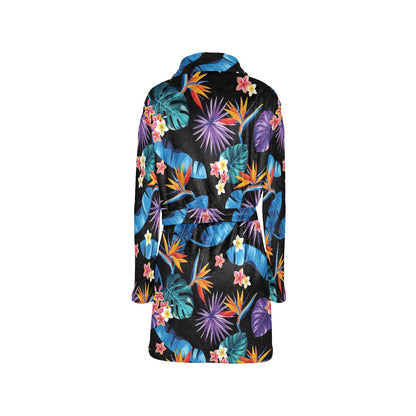 Tropical Flower Pattern Print Design TF018 Women's Fleece Robe