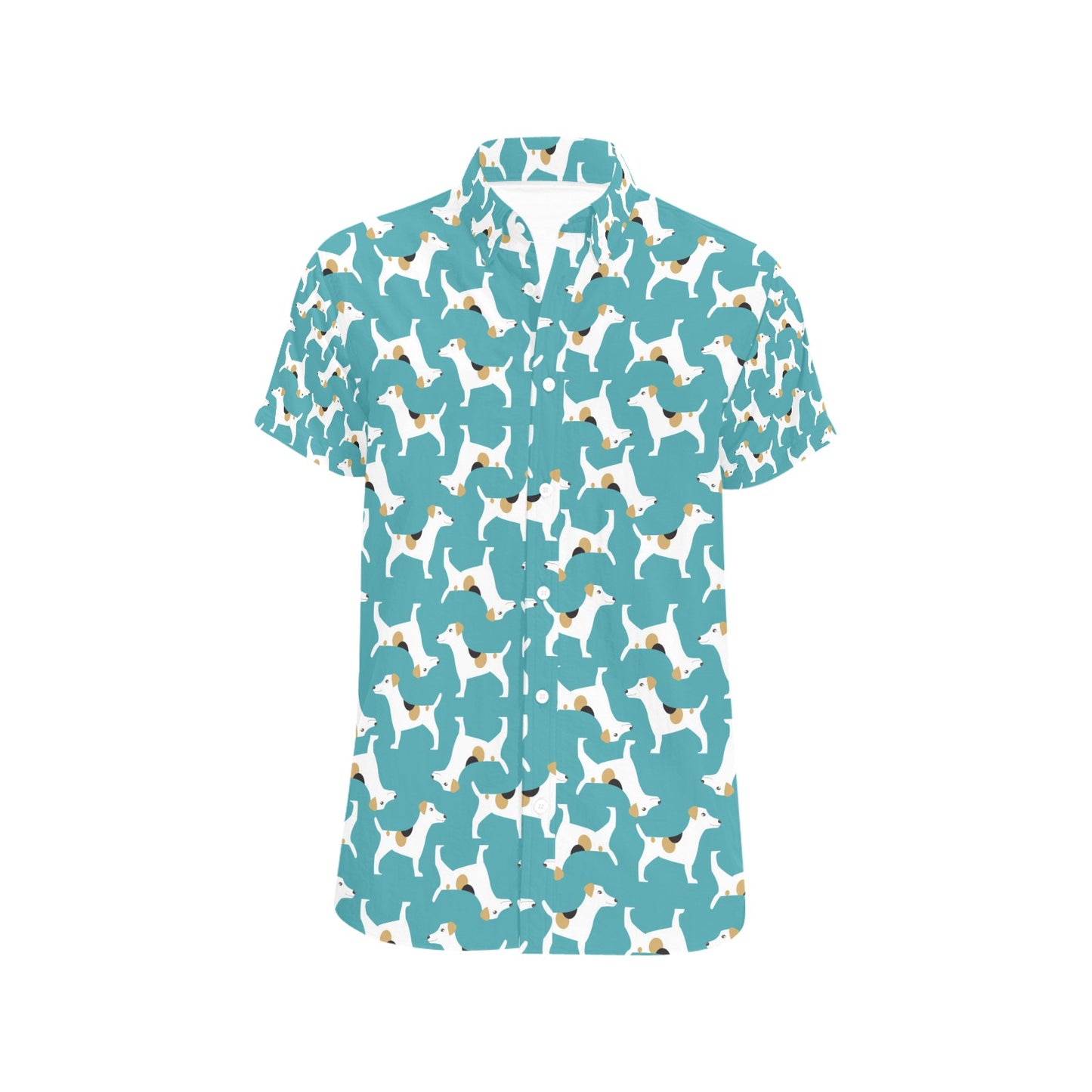 Russell Terriers Print Design LKS301 Men Short Sleeve Button Up Shirt