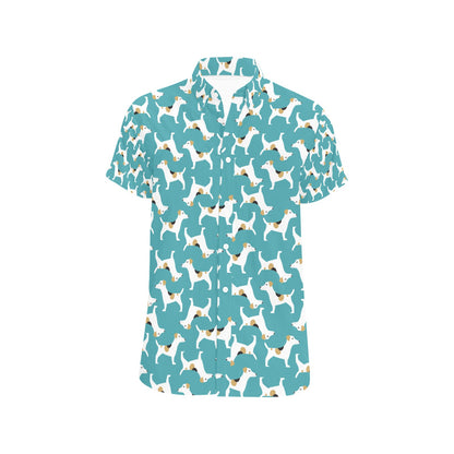 Russell Terriers Print Design LKS301 Men Short Sleeve Button Up Shirt