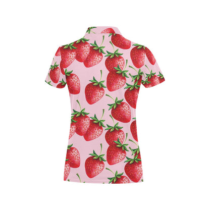 Strawberry Pattern Print Design SB03 Women's Polo Shirt