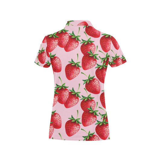 Strawberry Pattern Print Design SB03 Women's Polo Shirt