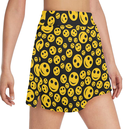 Smiley Face Emoji Print Design LKS304 17" Golf & Pickleball Skort with Pockets