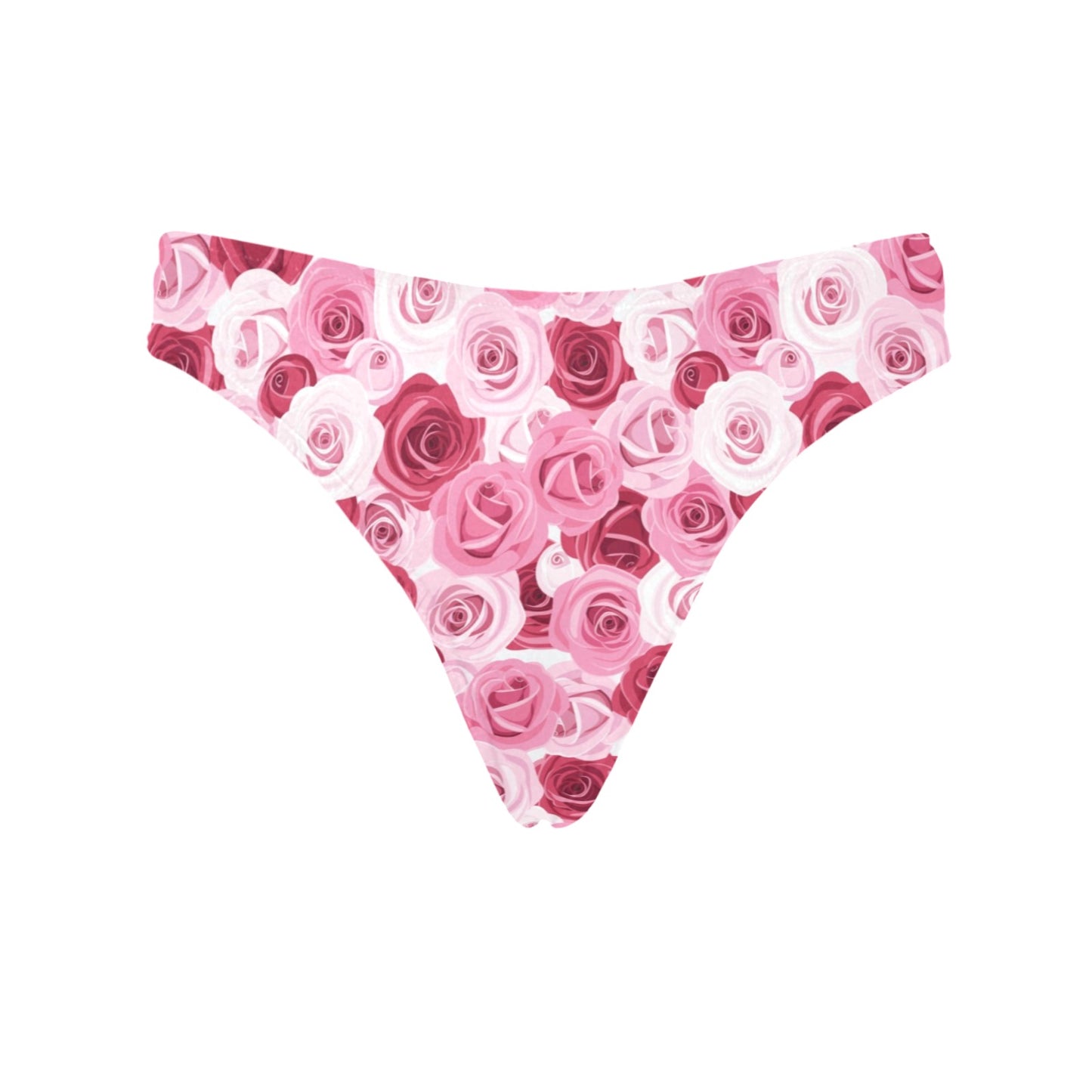 Pink Red Rose Pattern Print Women's Thongs
