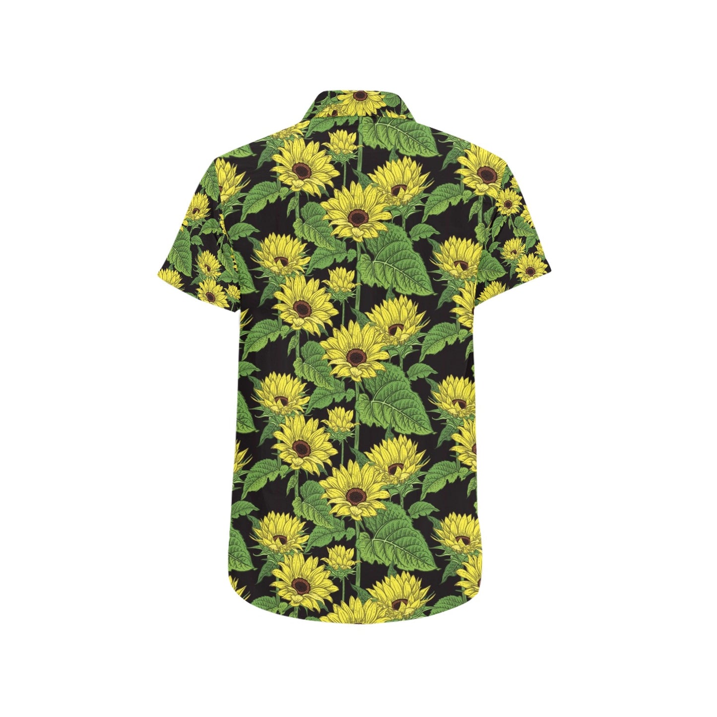 Sunflower Print Design LKS3010 Men Short Sleeve Button Up Shirt