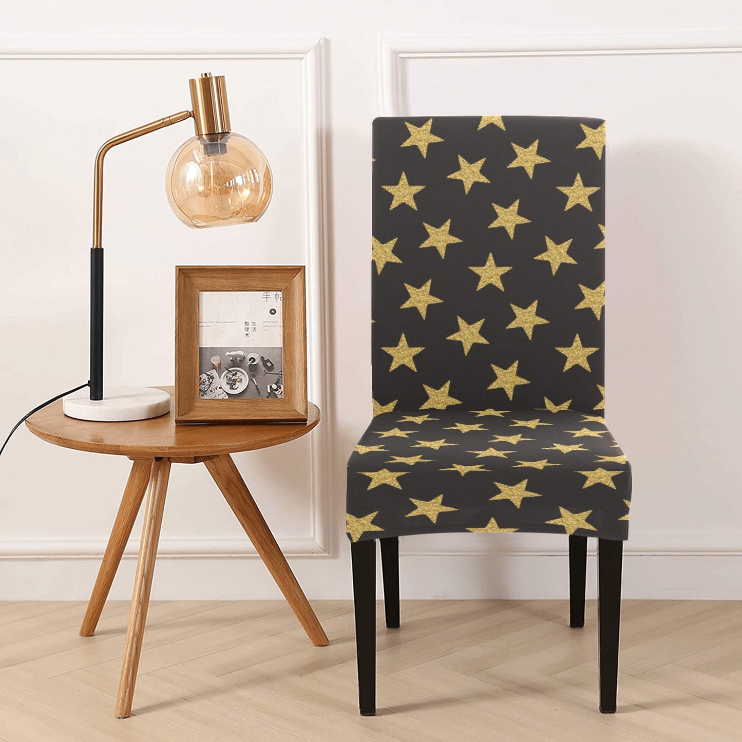 Star Gold Print Design LKS302 Dining Chair Slipcover