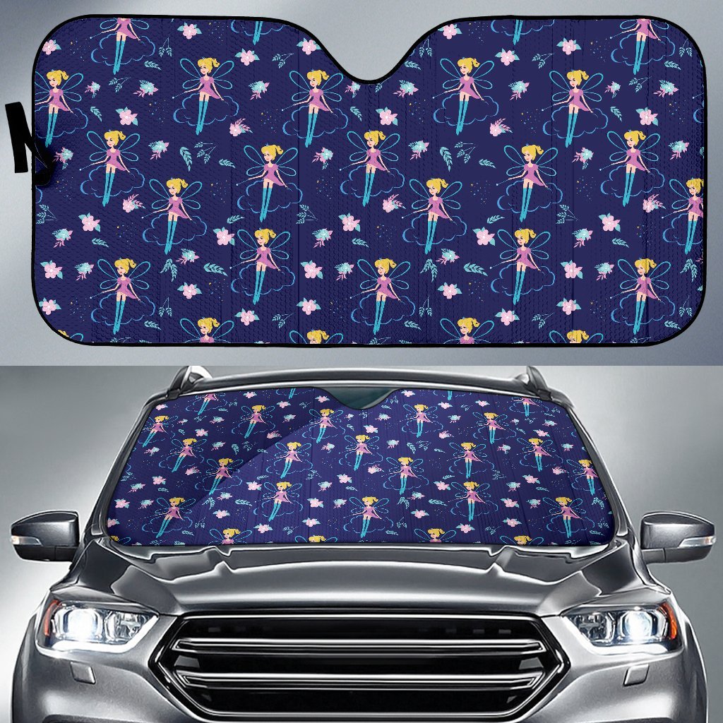 Fairy Cartoon Style Print Pattern Car Sun Shade For Windshield