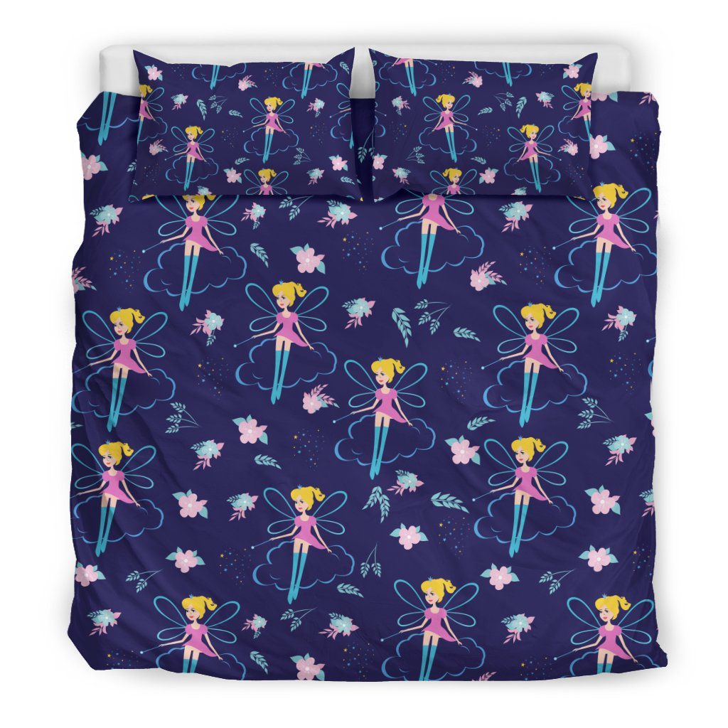 Fairy Cartoon Style Print Pattern Duvet Cover Bedding Set