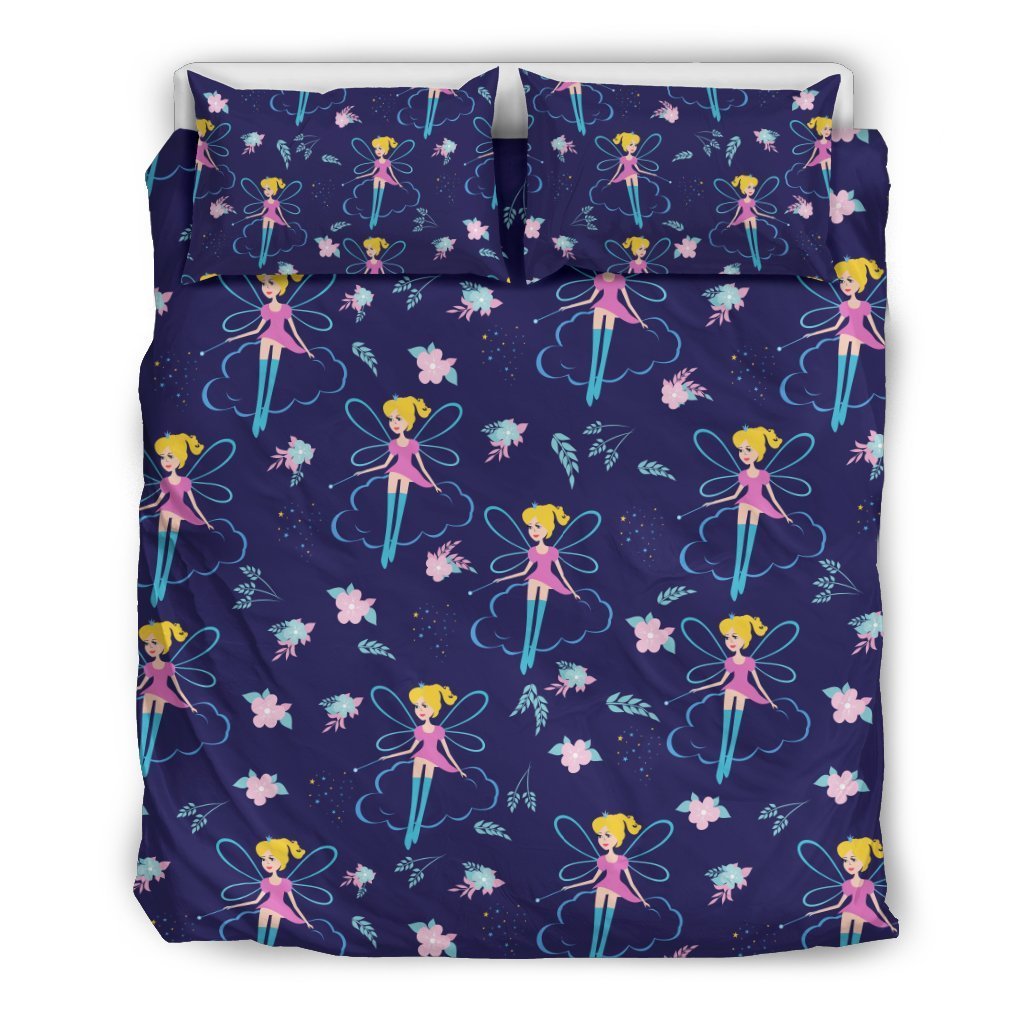 Fairy Cartoon Style Print Pattern Duvet Cover Bedding Set