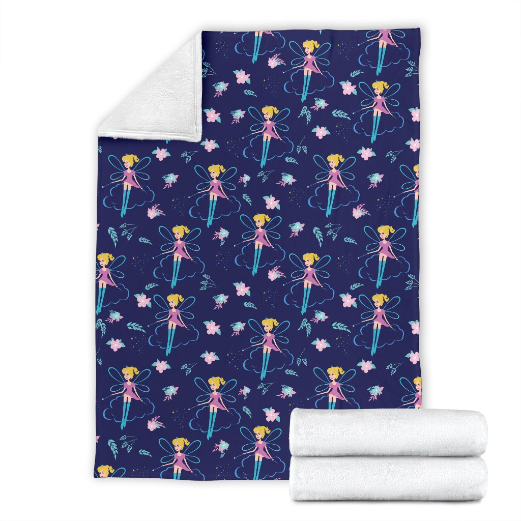 Fairy Cartoon Style Print Pattern Fleece Blanket