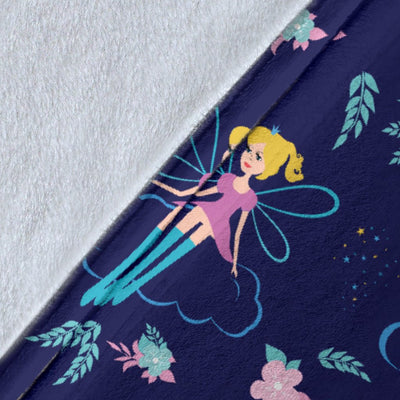 Fairy Cartoon Style Print Pattern Fleece Blanket