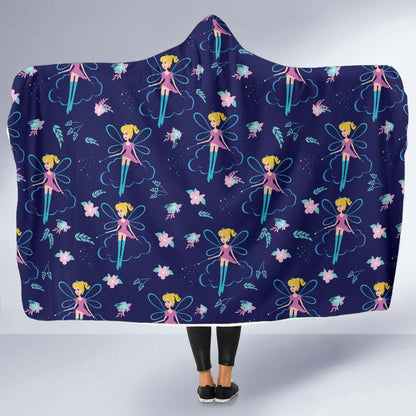Fairy Cartoon Style Print Pattern Hooded Blanket-JTAMIGO.COM