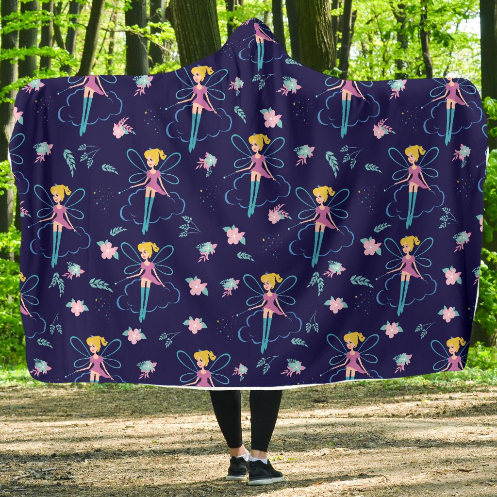 Fairy Cartoon Style Print Pattern Hooded Blanket-JTAMIGO.COM