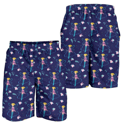 Fairy Cartoon Style Print Pattern Mens Shorts-JTAMIGO.COM
